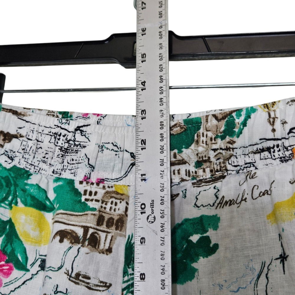 Cynthia Rowley Linen Pants Beach Coastal Print Wide Leg Medium Tropical Vacation - Picture 6 of 9